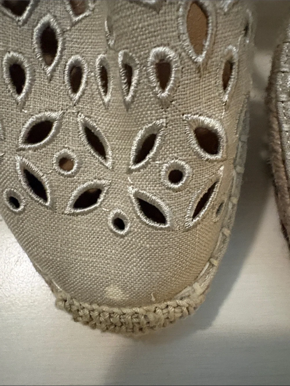 Tommy Bahama Beige Laser-Cut Espadrille Slingback Sandals